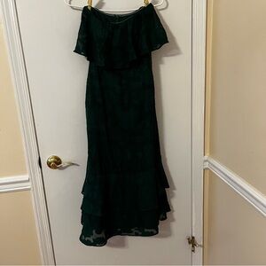 Lulu's Strapless Dark Green Dress